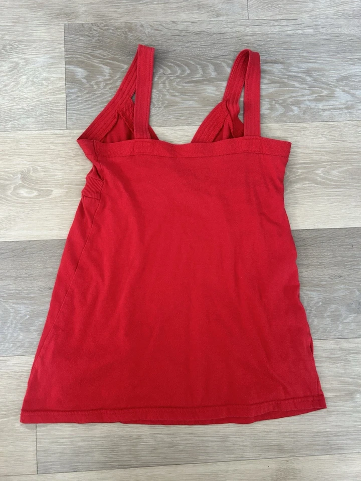 Camiseta sin mangas Energie Y2K Babydoll roja cami cintura imperio bolsillos con cordón Foto 3 de 4