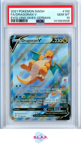 DRAGORAN V POKEMON 192/203 2021 EVOLVING SKIES SWSH FA GERMAN PSA 10