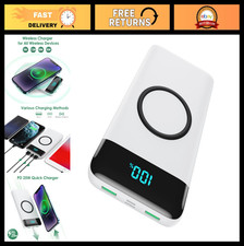 30,800mAh Wireless Portable Charger Power Bank - 15W Fast Charging, USB-C, LED D