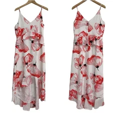 H By Halston Dress Medium Floral Hi Low Pink Black White Wedding Bridal Prom