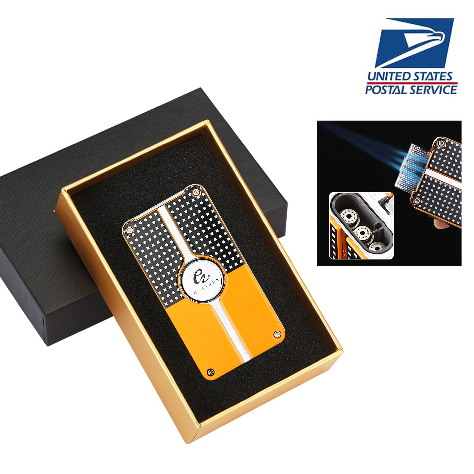 Flame Butane Refillable Windproof Lighter W/ Punch