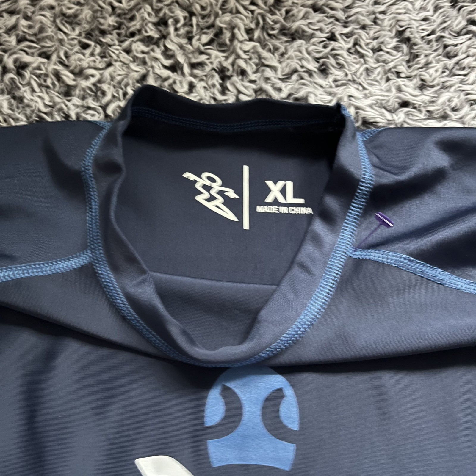 Da Hui Rash Guard Adult Extra Large Blue Long Sleeve Surfing Swimming Beach
