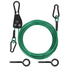Outdoor Clothesline Kit with -Locking Pulley, 30FT 3/16" Cable