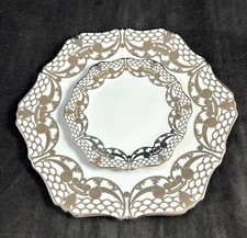 L Objet Alencon Platinum Group of Dinner Plate and Bread Plate