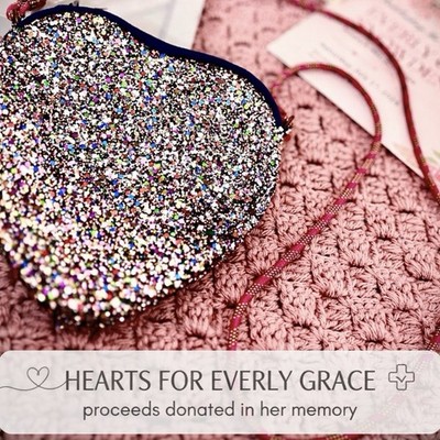 NWT JCrew Crewcuts Kids Glitter Heart Purse Bag Pink Strap | Charity
