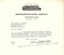 1934 Northampton Hotel Co. letter re: Belding Heminway