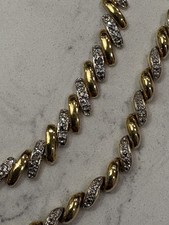 Vermeil Sterling Silver Diamond Necklace  Bracelet Two Tone  FAS 7"  17  