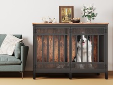 Lockable Dog Crate Furniture Pet Kennel with Double-Door for Border Collie Husky