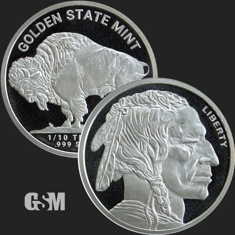 Lot of 50 GSM 1/10 oz 999 Fine Silver Round Indian Head Buffalo MADE IN USA - Image 3 of 3