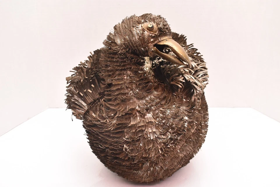 LARGE Bird Mixed Strip Metal Brutalist Tin Brass MCM Sculpture Sergio Bustamante - Image 3 of 4