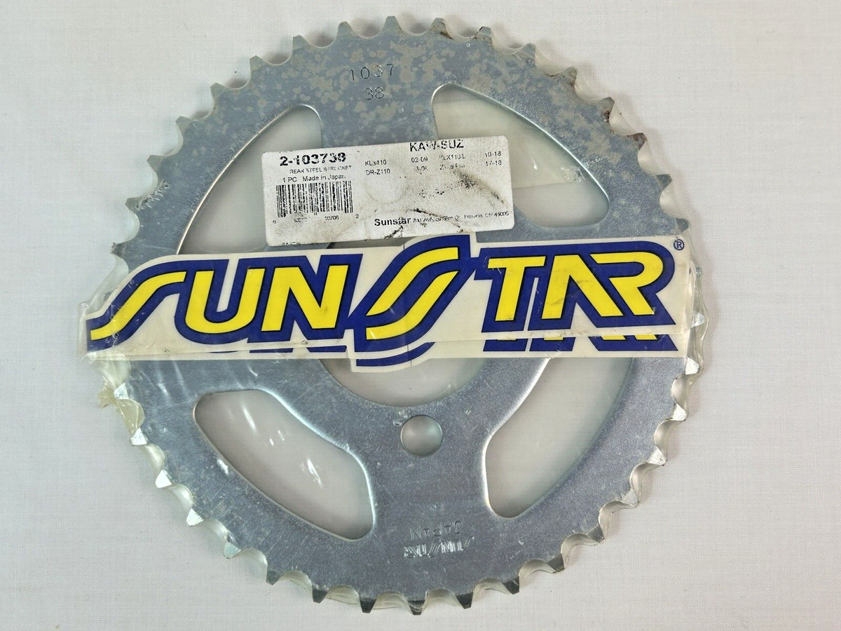 SUNSTAR 2-103738 38T Steel Rear Sprocket Kawasaki KLX110 Z125 Pro