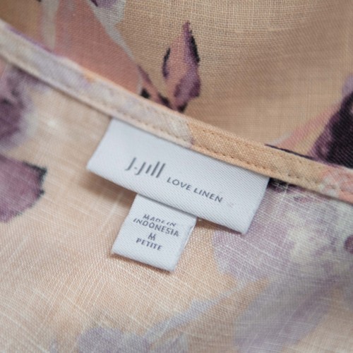 J Jill Love Linen Floral Pastel Short Sleeve Shift Dress M Petite - Picture 7 of 10
