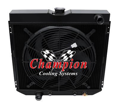 RS 3 Row Black Finish Radiator Lowhose Driver 20'',16'' Fan-1970 Cougar XR7