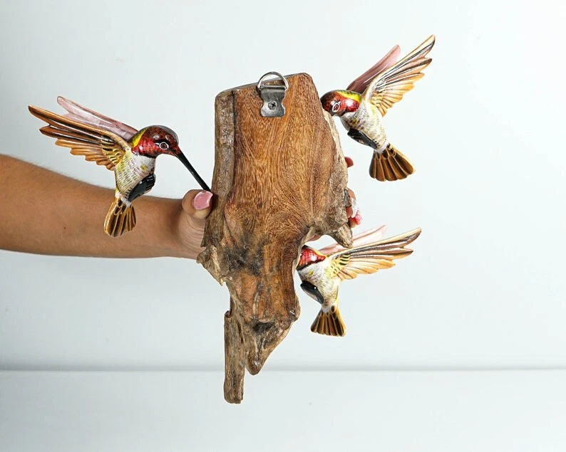 Hummingbird Wall Decor, Hanging Statue, Family, Bird on a Tree, Unique... - Image 4 of 4