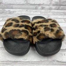 Fabulous Furs Cheetah Print Fur Slides Size 7 Sandals New Without Tags Brown