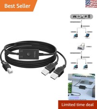 Effortless Switching Printer Cable Splitter for Two Computers - Plug and Play
