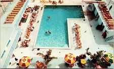 Atlantic Towers Hotel Swimming Pool Aerial View Miami Florida Chrome Postcard