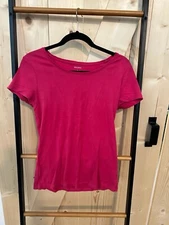 Madison Pink Short Sleeve Women's Top | Size L | Scoop Neck