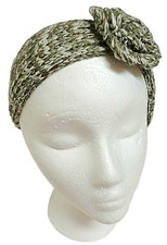 Headband Ear Warmer Women's Wrap Winter Knit Crotchet Taupe White Stretch NWT