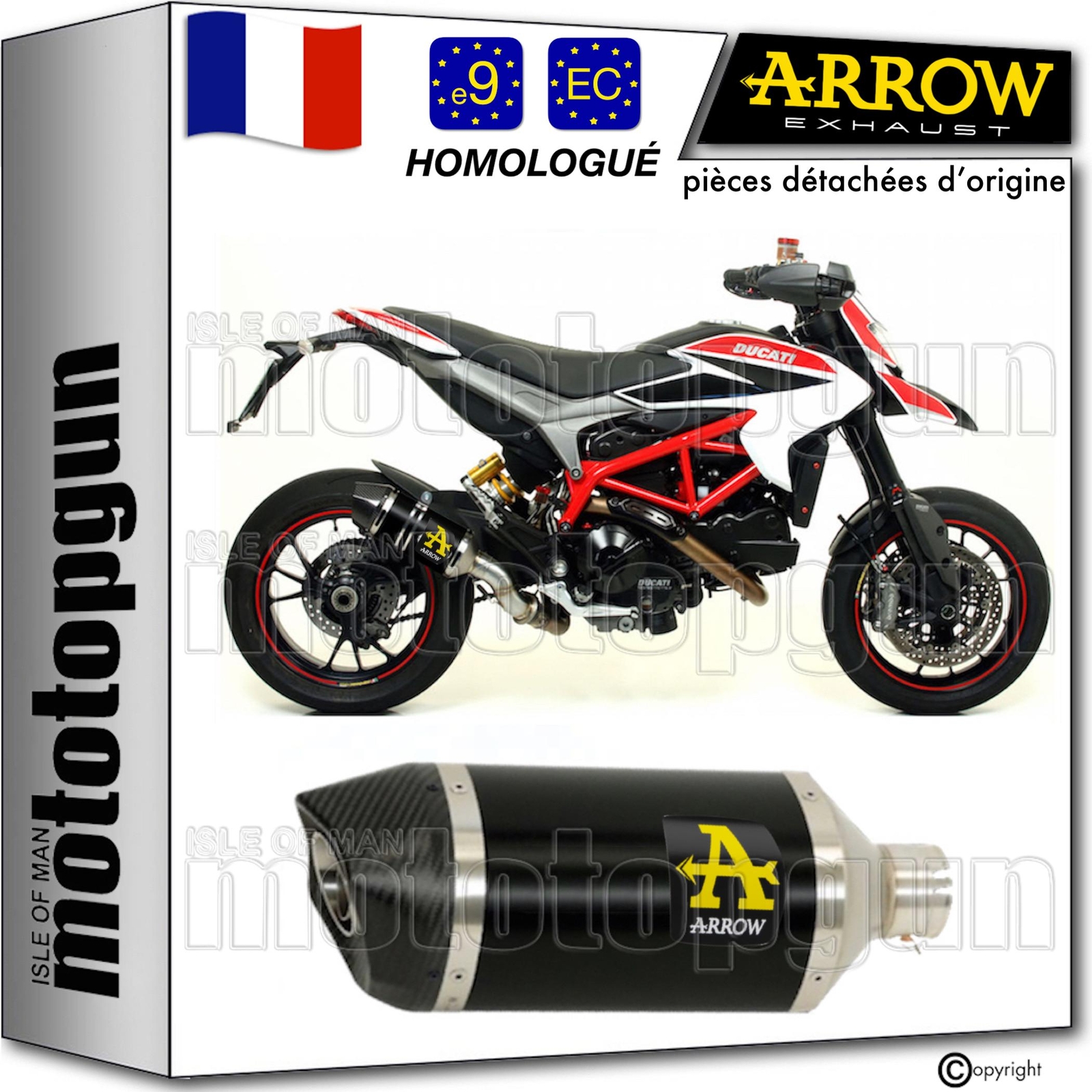 Silencieux homologué Arrow noir augmente la puissance de la Ducati 2015