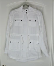 Multiples White Lightweight Jacket With Embroidered Knit Back Size S
