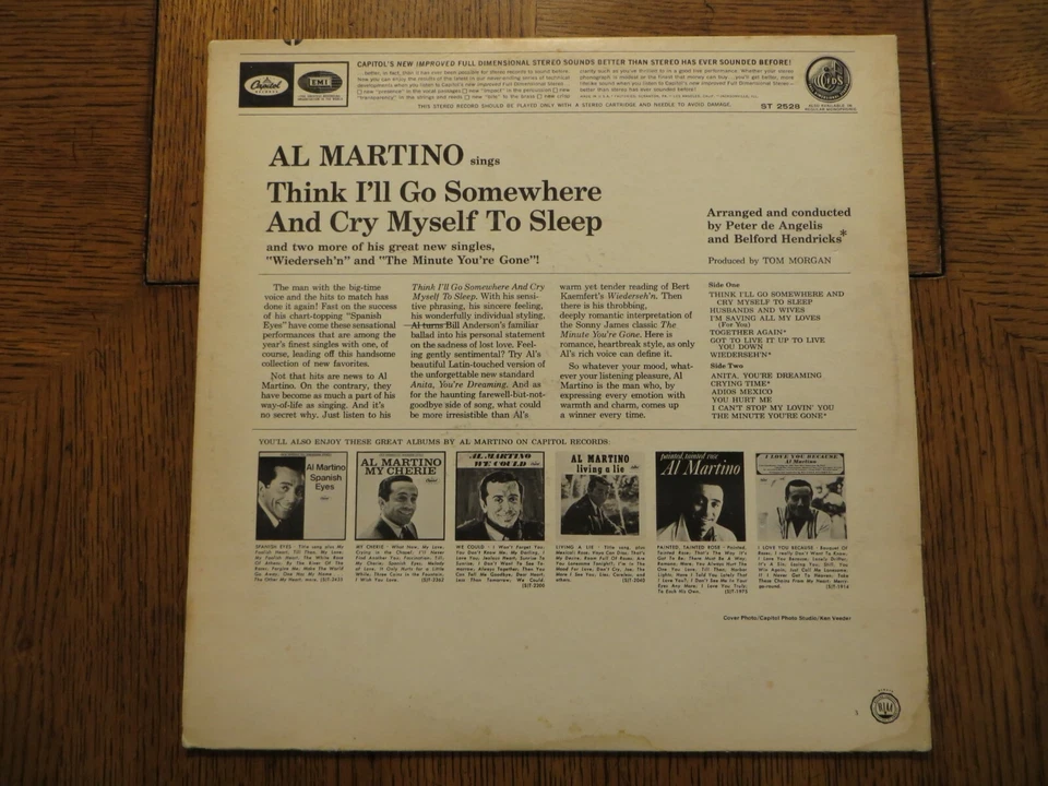 Al Martino – Think I'll Go Somewhere & Cry Myself To Sleep 1966 LP READ DETAILS - Image 2 of 4