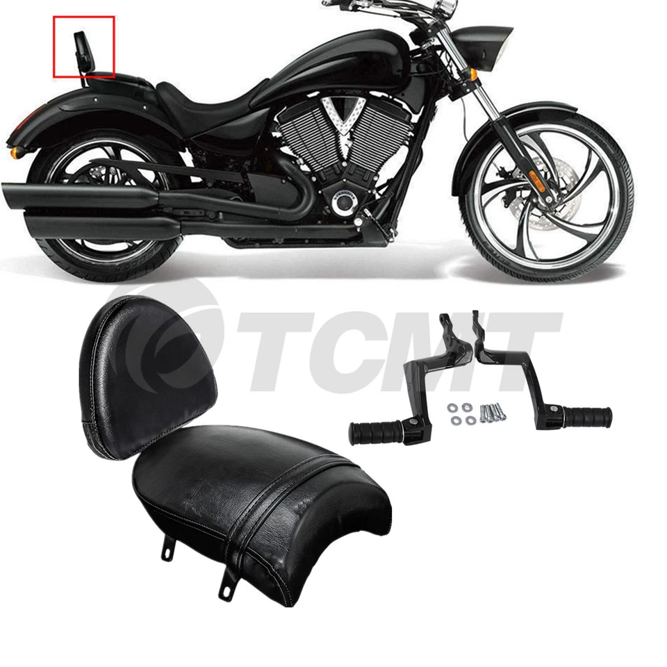 Black Backrest Sissy Bar /Passenger Seat /Foot Pegs Fit For Victory Gunner Judge - Image 2 of 4