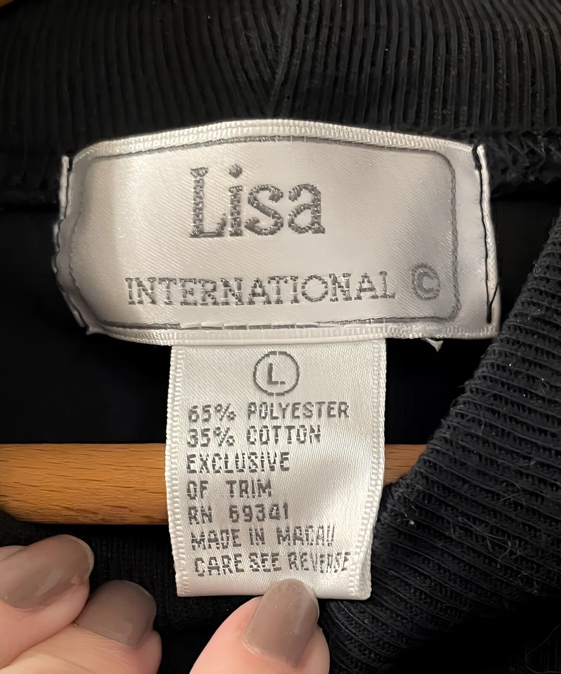 Sudadera ligera negra de cuello alto con cuentas para mujer Foto 3 de 4