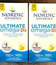 Set of 2 Nordic Naturals Ultimate Omega-D3 Soft Gels 120x2 240 Ct Exp 2028