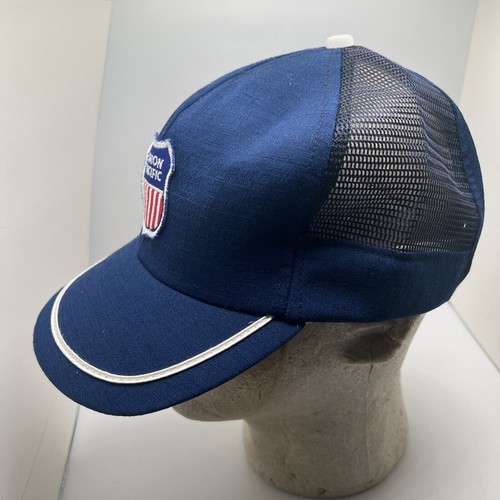 Vintage UNION PACIFIC Blue Hat Cap Mesh Snapback Patch USA - Picture 3 of 7
