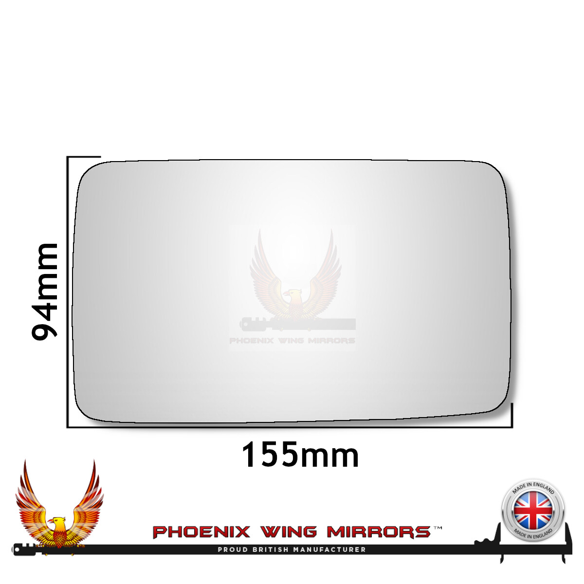 Left Hand Passenger Side VW Polo Mk2 1990-1994 Convex Wing Door Mirror Glass