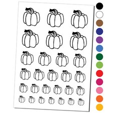 Hand Drawn Pumpkin Gnarled Stem Fall Thanksgiving Halloween Temporary Tattoo Set