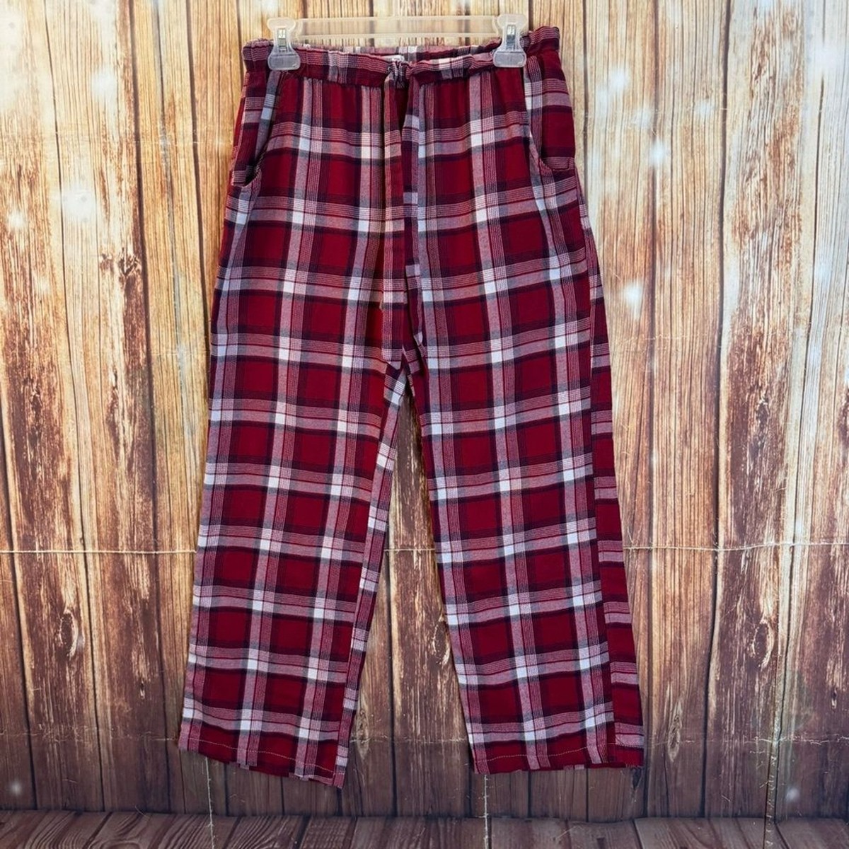 Forever 21 Women's Red Plaid Pajama Sleep Bottoms with Pockets - Main Image