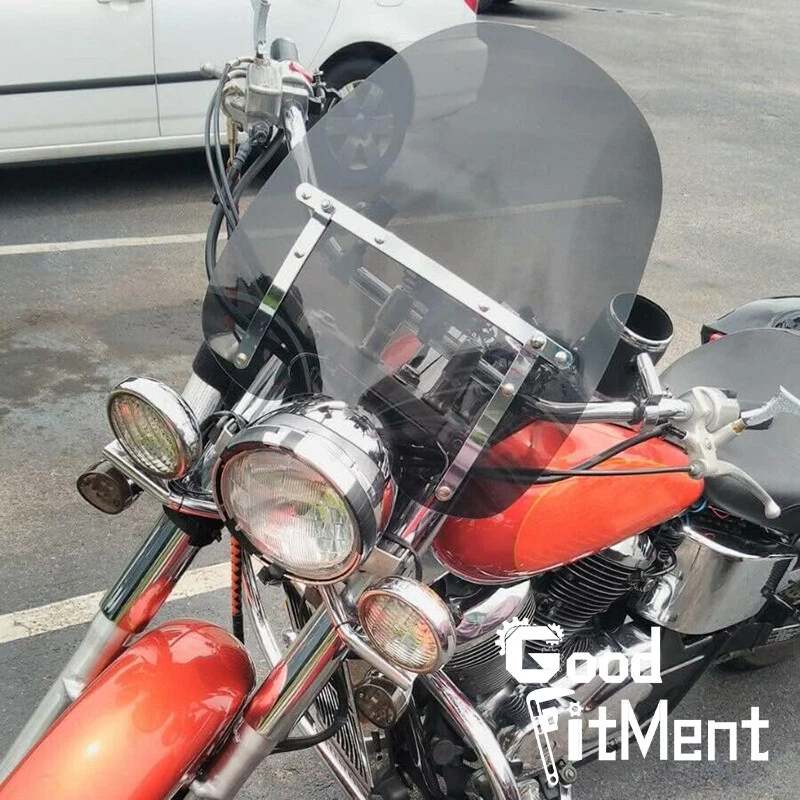 18" X 16" Large Motorcycle Smoke Windshield 7/8'' 1'' Handlebar For Honda CB350 - Image 2 of 4