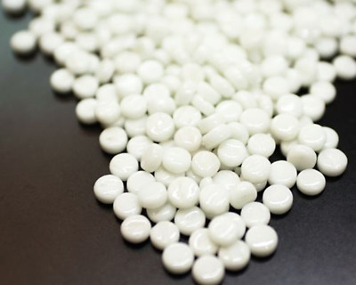 White Opal 8 mm Round Recycled Glass Mosaic Tile Pieces - 4 mm thick - 50 Tiles
