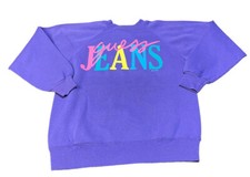 Vintage 90  s Guess Jeans Women  s OSFA 18  x21  Purple Sweatshirt 1992 Made in USA