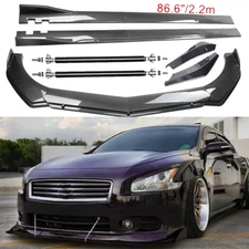 Carbon Fiber Front Bumper Lip Spoiler & Side Skirt For 09-15 Nissan Maxima ST