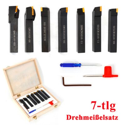 7tlg Set 16mm CNC Drehbank Drehwerkzeug Drehmeissel Drehstahl Satz Drehmei?el