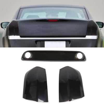 Smoked Black Tail Light /Brake High Light Cover Trims for Chrysler 300 2011-2014