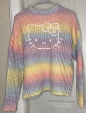 Hello Kitty x Forever 21 hello Kitty Pastel Rainbow Knit Sweater Size Small
