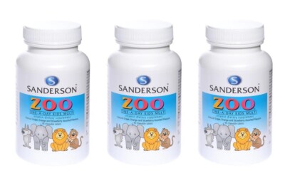 (BULK 3X) Sanderson Zoo Kids Multi Assorted Flavours Chewable 90 Tablets x3