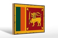 Holzschild Flagge Sri Lankas 30X20 Cm Retro Flag Sri Lanka Schild Wooden Sign