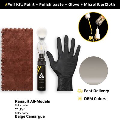 Touch up Paint for Renault Code: 139 Beige Camargue Exact Color Match