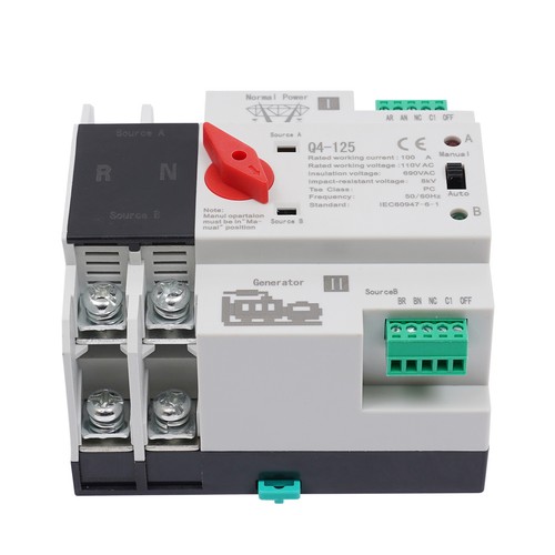 Interruttore di Trasferimento Automatico 2P 100A 2 Poli Doppia Potenza Interruttore Cambio Generatore - Foto 7 di 12
