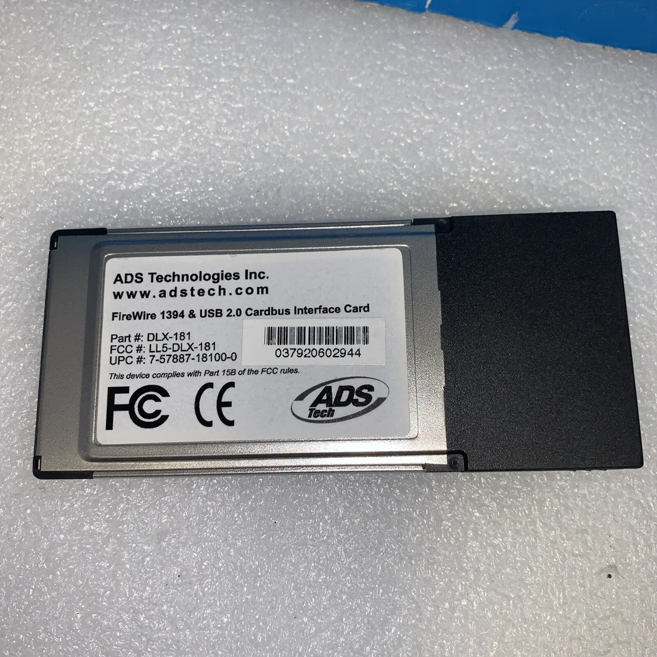 ADS Dual Link Cardbus Card DLX-181 IEEE1394 and USB 2.0 32 bit Card - Image 2 of 2