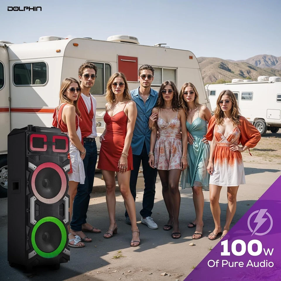 Large Bluetooth Speaker Dual 10" Subwoofer Heavy Bass Sound System Party & Mic - Image 3 of 4