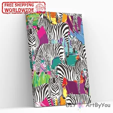 Paint By Numbers Kit Zebra Nature Animal Wall Home Kids Beginner Canvas Oil Art