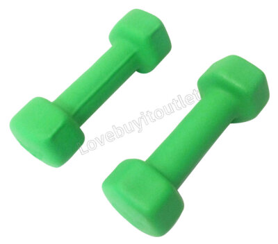 Green 2 Pack 7 lb Set of Rubberized SPORT Dumbbells Vinyl Coated