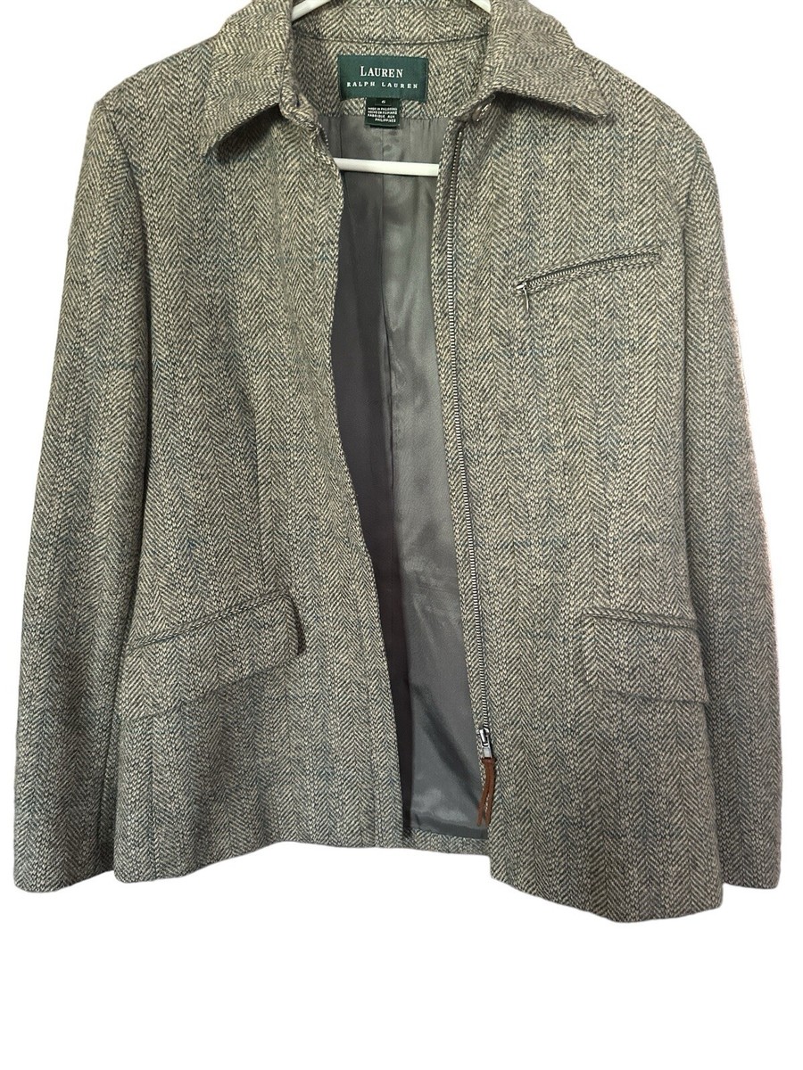 Polo Ralph Lauren　Herringbone Tweed Coat Ralph Lauren Equestrian Riding Tweed Herringbone Jacket Women's 6