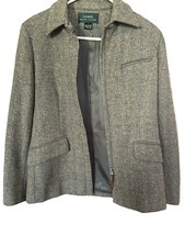Ralph Lauren Equestrian Riding Tweed Herringbone Jacket Women's 6 Zip Front